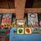 An old photo of Namdeo and Bagabai (C) hangs on a wall inside their house